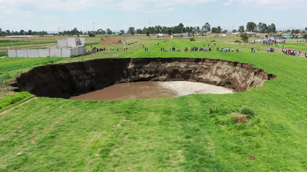 El socavón de Puebla desde el aire