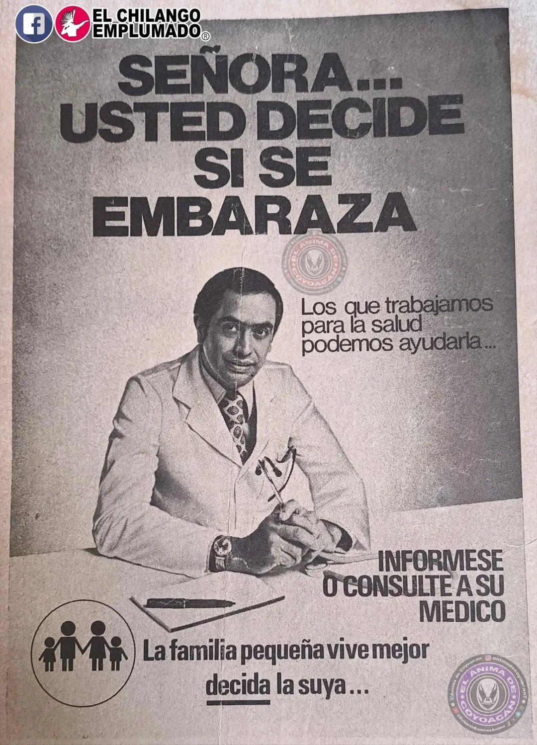 Carteles del Consejo Nacional de la Población (Conapo) a favor de las famílias pequeñas en la década de 1970 / Imagen: redes sociales